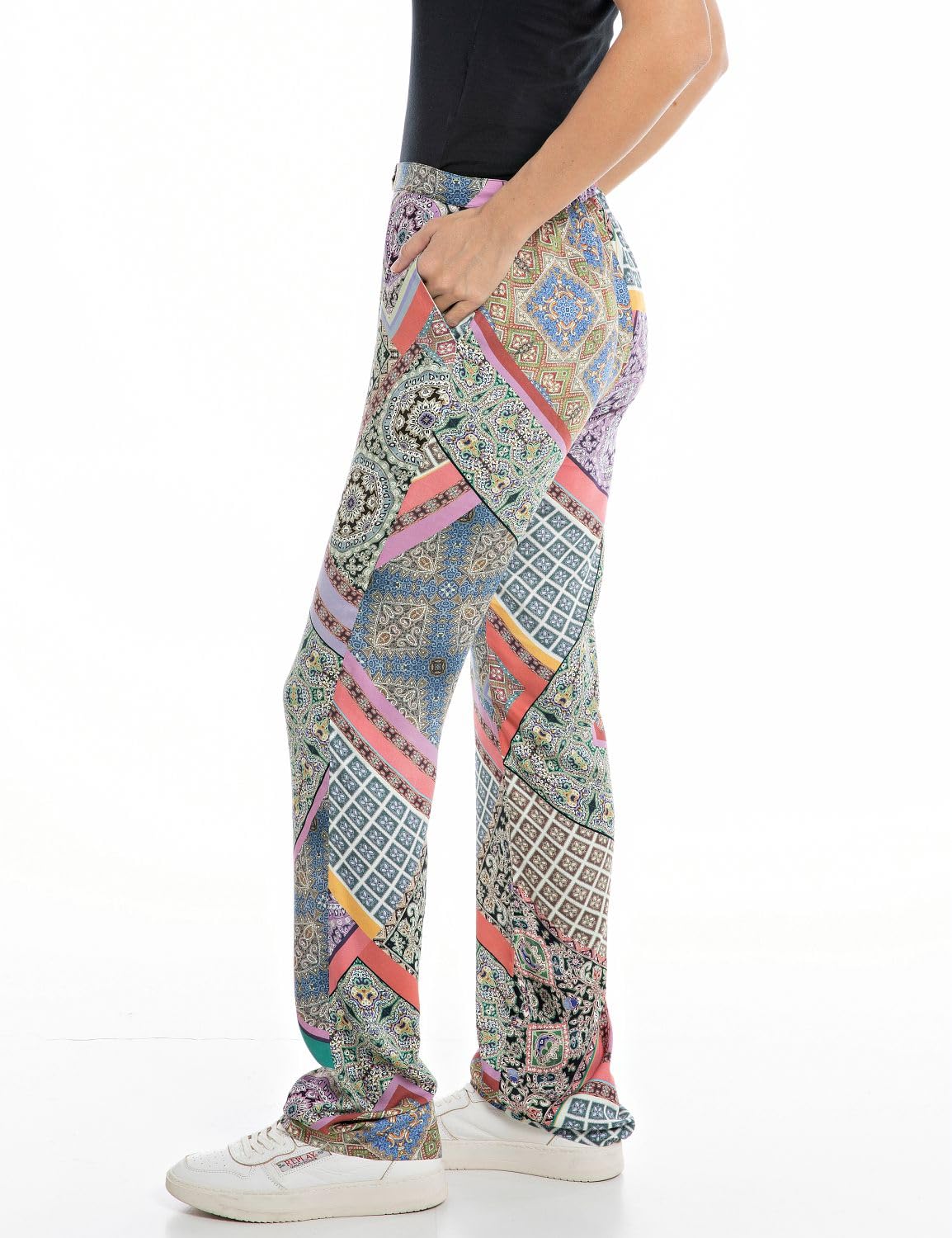 Replay Damen Stoffhose All Over Print