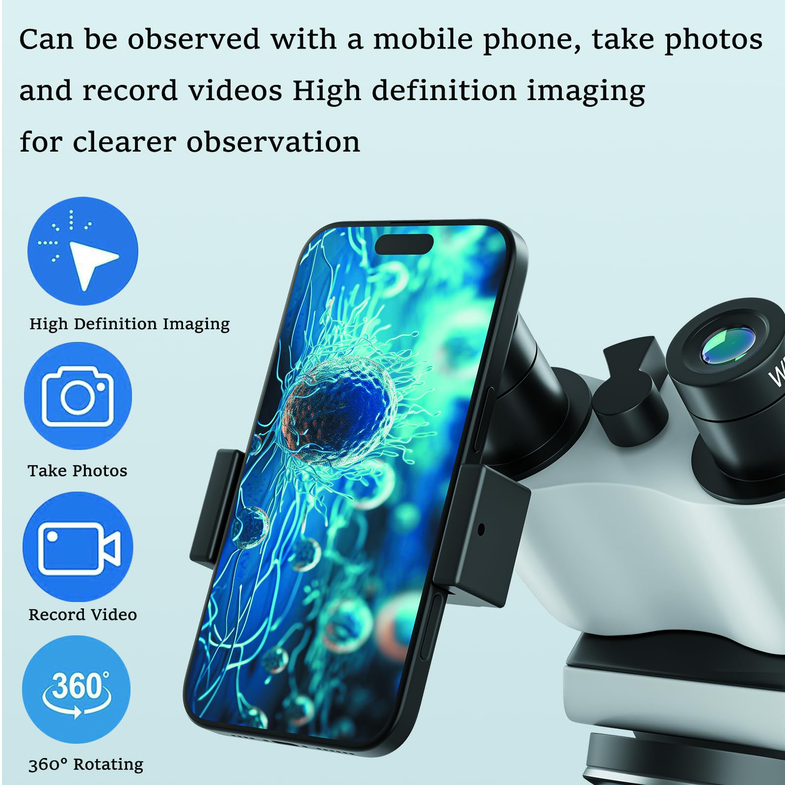 Microscopi monoculari composti professionali per adulti, bambini 8-12 e studenti | Ingrandimento 40X-2000X per laboratorio e casa microscopio con supporto per telefono, set completo di