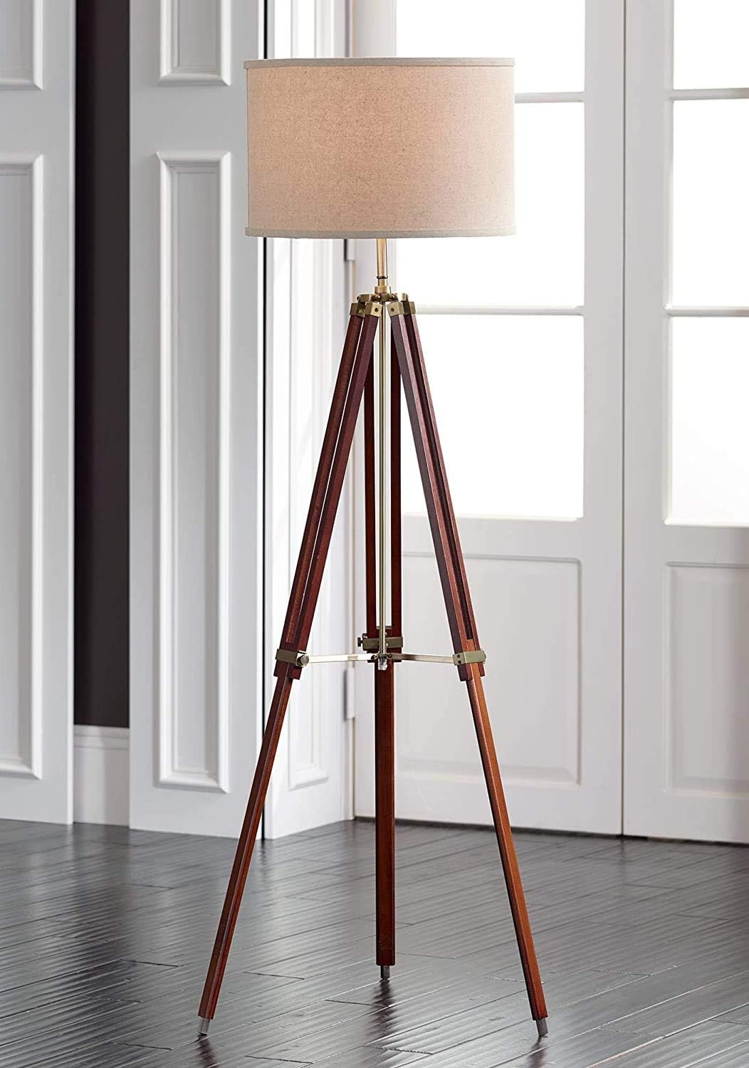 ARTIZANSTORE Surveyor Modern Tripod Floor Lamp Cherry Wood for Living Room Reading Bedroom Office