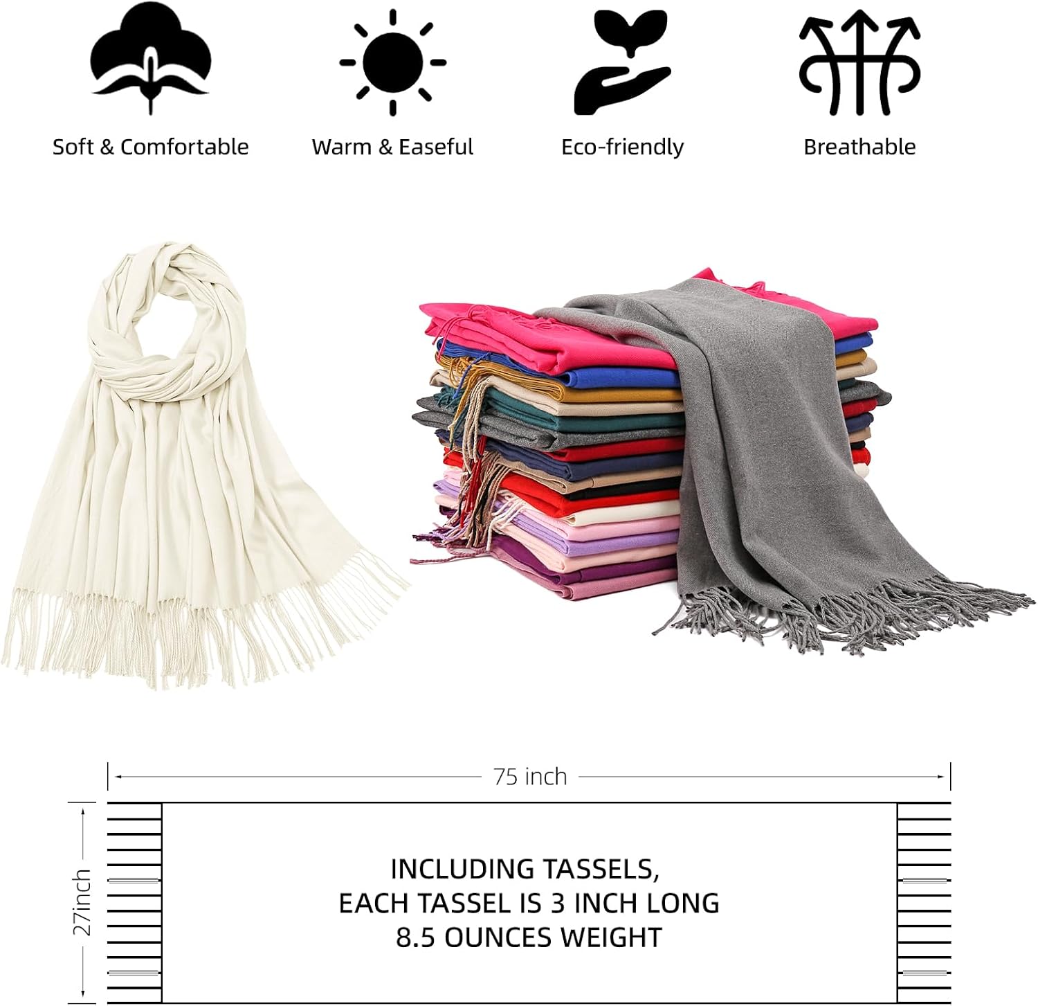 RIIQIICHY Women's Scarf Pashmina Shawls and Wraps for Evening Dress Bridesmaid Wedding Bridal Winter Warm Long Large Scarves - Image 5