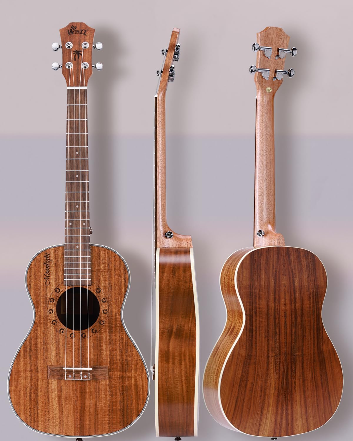 Winzz Baritone Ukulele 30 Inch for Beginners, KOA Ukelele Kit for Starter or Professional Best Selection Wood - Natural Matte