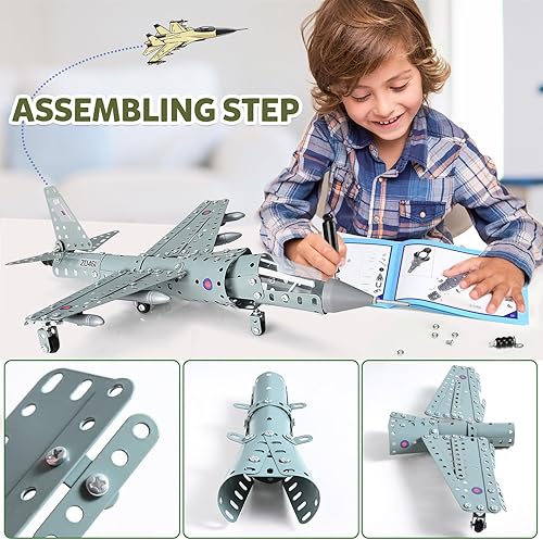 Miniatura 3 de Doloowee Kit de construcción de 282 piezas, modelo de avión, juguetes de construcción de proyectos STEM para niños de 8 a 12 años, kit de modelo de