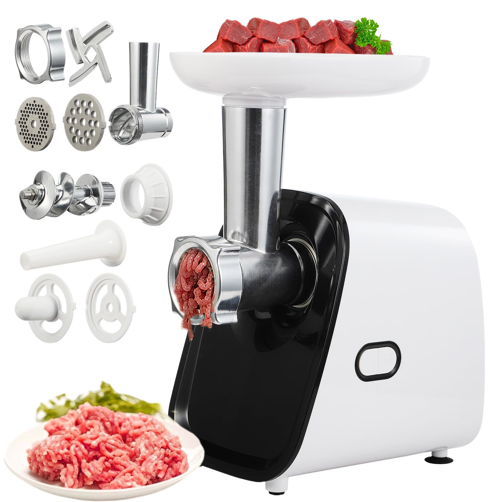 Tritacarne Elettrico 1200W LW-6153G1 - Macchina Per Macinare Carne Multiuso Con Funzione Inversa E Accessori Per Salsicce E Kibbe - 5