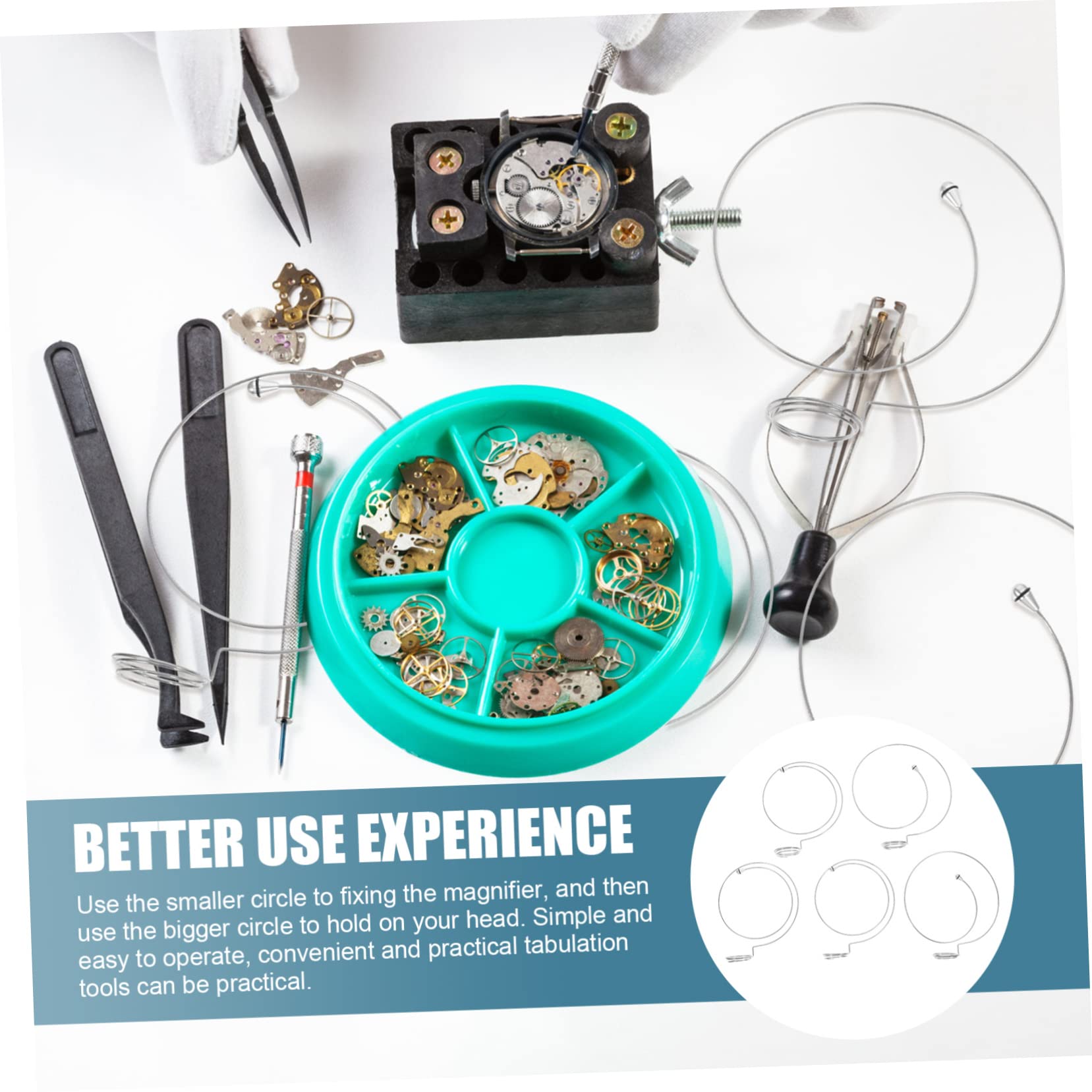 20piezas Soporte Ajustable Para Lupa De Relojero Kit Para Reparación De Relojes Accesorios De Trabajo De Alta Durabilidad Para Operaciones Finas y Almacenamiento Práctico