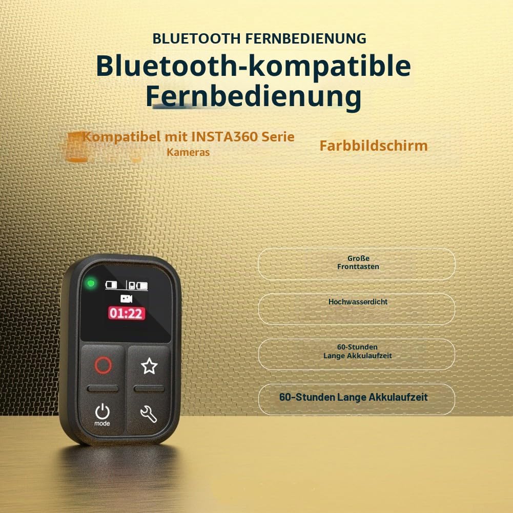 Wasserdichte Bluetooth-Fernbedienung, kompakter kabelloser Auslöser für Insta-360 X5, X4, X3, GO3S ForAcePro2 Action-Kameras