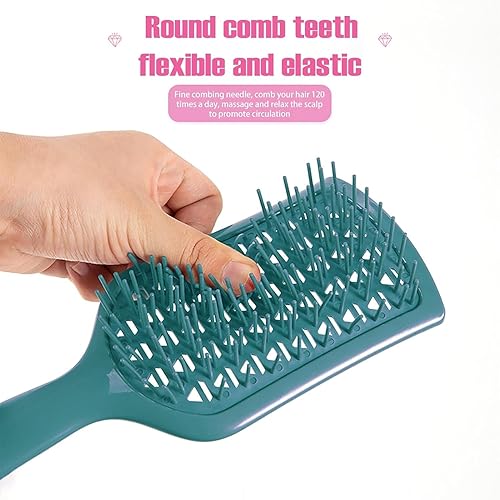 Miniatura 3 de Cepillo de pelo desenredante de 2 piezas, con cerdas flexibles, cepillo de masaje antiestático, adecuado para peinar sin dolor de cabello rizado