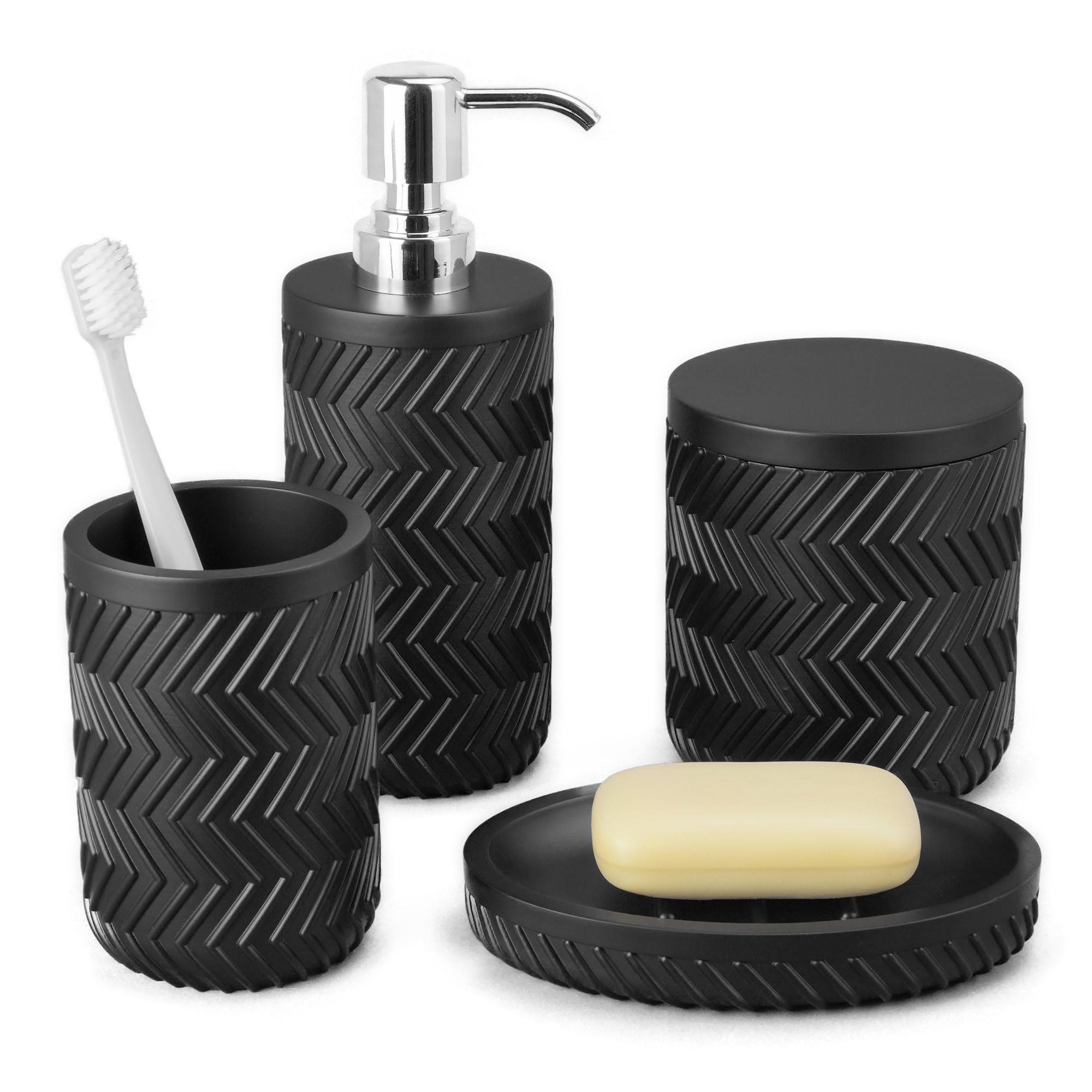 Bathroom Accessory Set, 4PCs Bathroom Sink Accessories Set Marble Look ...