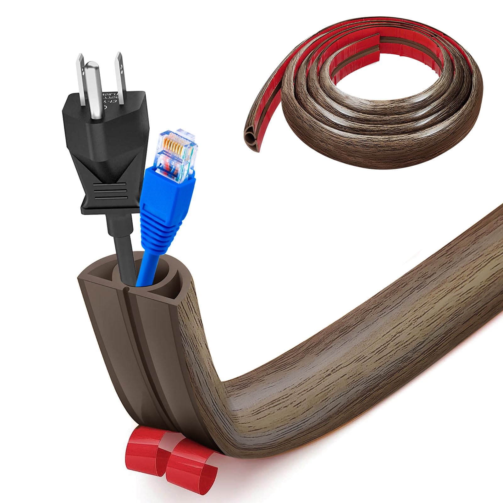 Pasacables Suelo, Canaleta Cables Suelo, 3.0M x2cm Protector de Cables para Suelo, Cubiertas de Suelo para Cables Autoadhesiva Montaje para Todos los Hogar, Oficina, Escuela,Almacén(Blanco-Redondeado) — view 52