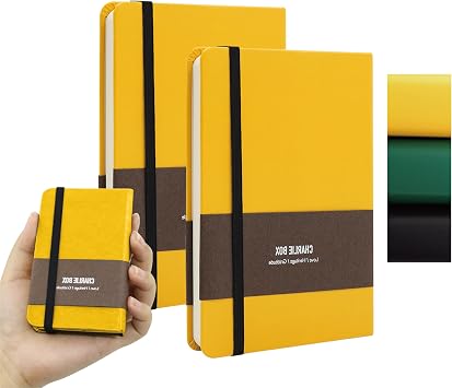 2-Pack A7 Dotted Notebook - Leather Hardcover, 192 Pages 100GSM Thick Paper, Elastic Band & Inner Pocket for Creative Planning, Sketching, Daily Notes
