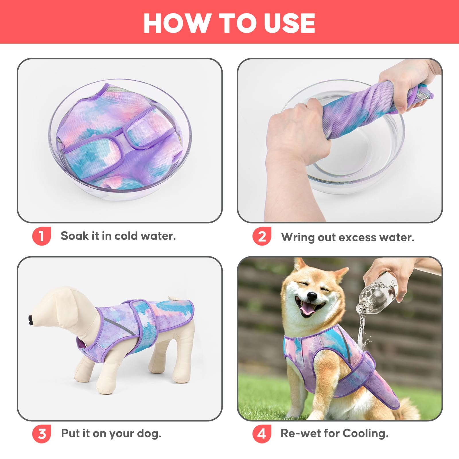 KYEESE Gilet rafraîchissant léger pour chien, veste d'été en maille respirante 3D pour animal domestique avec bande réfléchissante et protection UV pour animal domestique, t-shirt pour plage
