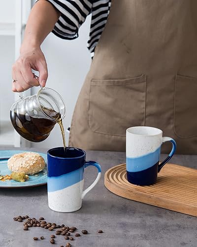 Miniatura 7 de Juego de 2 tazas de café de 13 onzas, tazas de té de cerámica con asa, aptas para microondas y lavavajillas, perfectas para los amantes de las tazas
