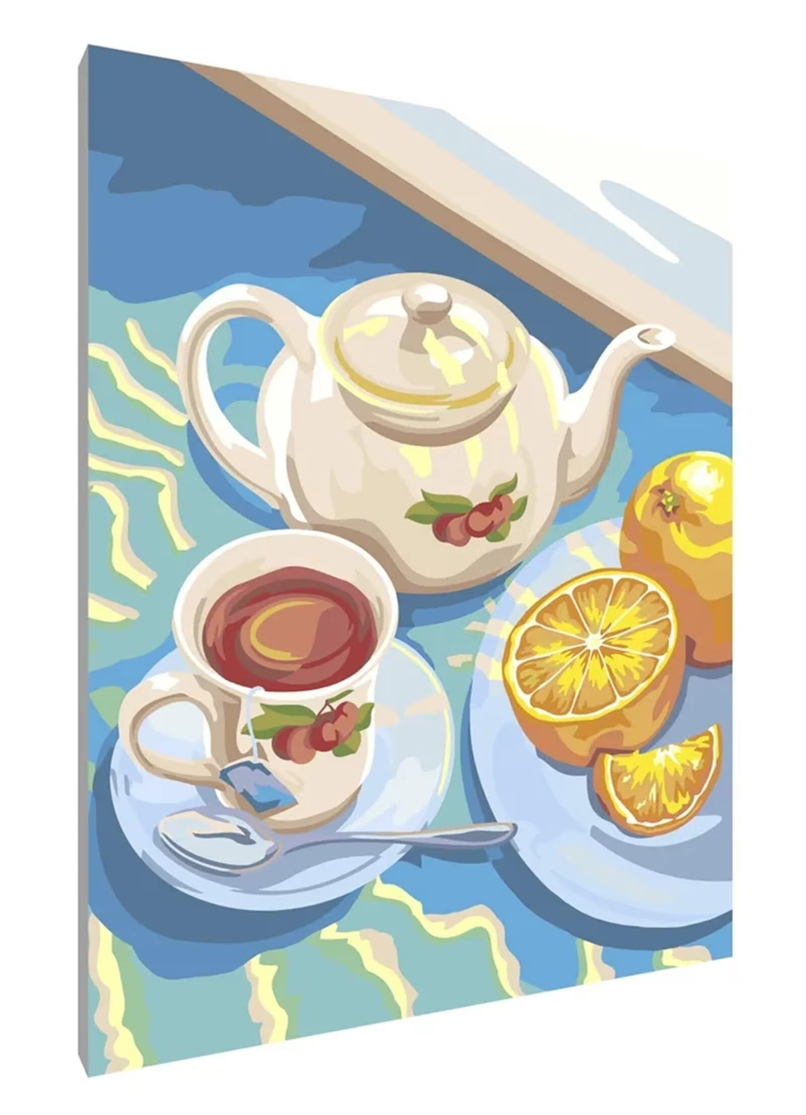 Dipingere con i Numeri Adulti,Festa del tè all'arancia Pittura di Numeri a Olio Fai da Te kit di pittura acrilica per adulti Bambini,Con Pennelli e Colori Acrilici per casa Decor con Telaio,55x70cm