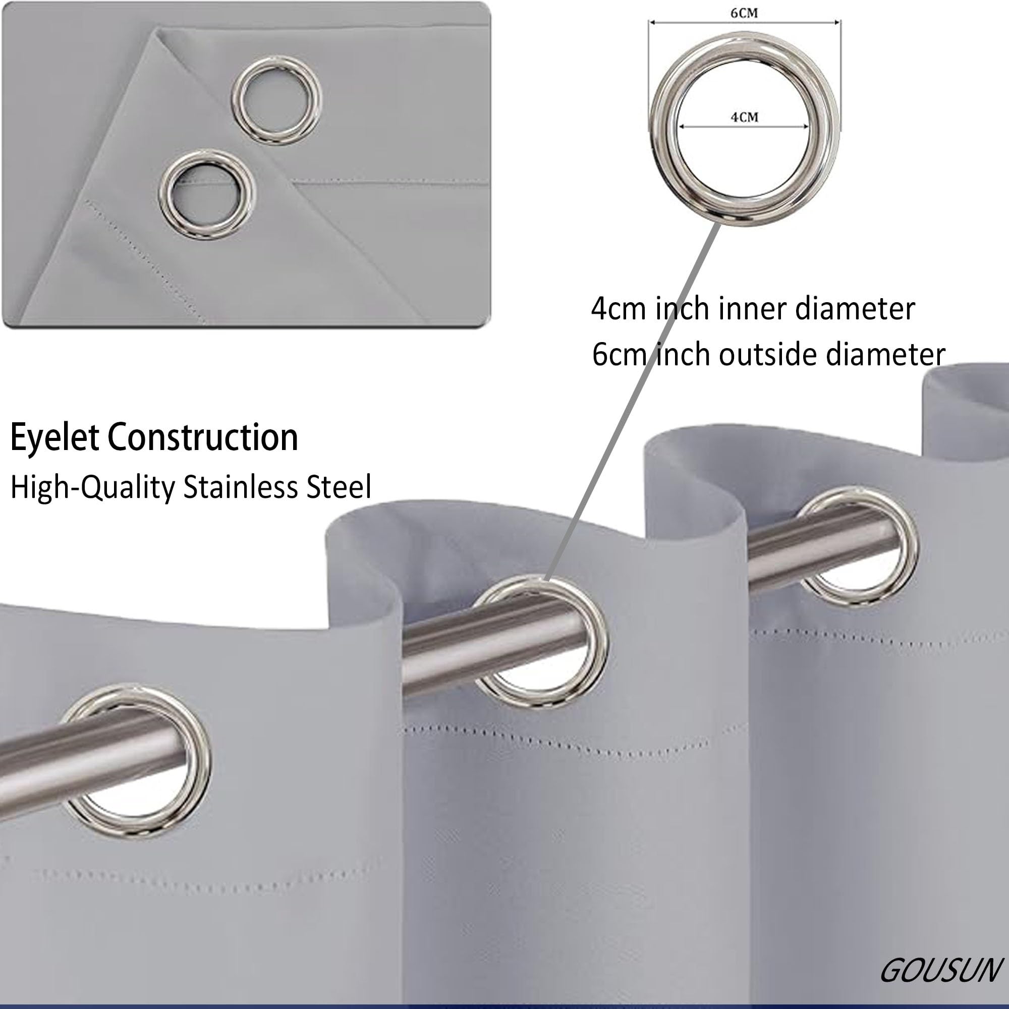 Tenda Oscurante da Interno 135 x 210 cm Sicuro e Privo di Sostanze Chimiche Tende Oscuranti Comfort Durante Tutto L'Anno per Interni Finestre con Anelli 1 Pezzi, Grigio Chiaro