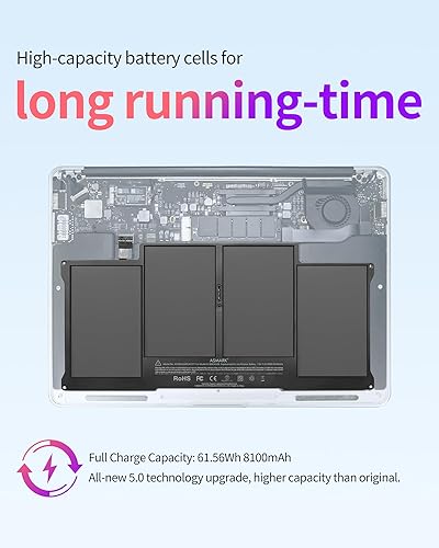Miniatura 5 de ASMARK Batería de repuesto para MacBook Air A1466 (2017, 2015, 2014, 2013, 2012) A1369 (2010, 2011) de 13 pulgadas A1377/A1405/A1496