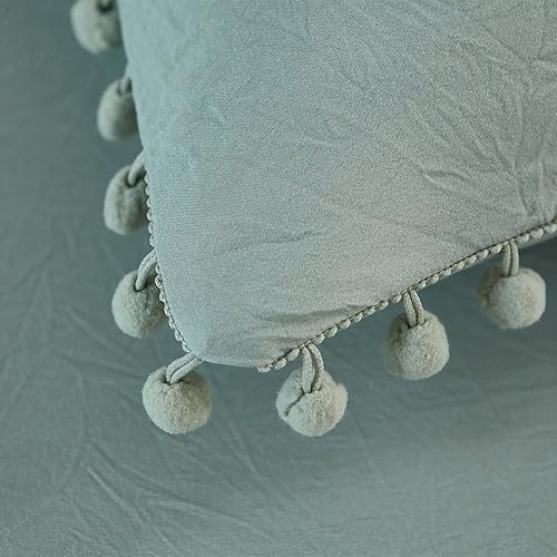 Miniatura 5 de DREFEEL Juego de funda de edredón verde de microfibra lavada a la piedra, de lujo, tamaño individual, 2 piezas (1 funda de edredón, 1 funda de