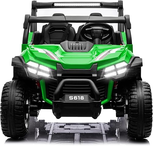 Vehículo UTV de 24 V y 2 plazas para niños, vehículo eléctrico con batería 4WD para adultos y niños, camión con control remoto, cinturones de
