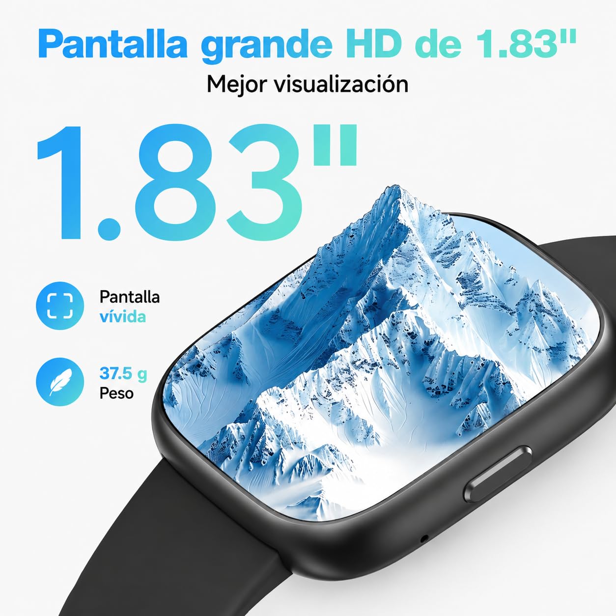 VRPEFIT - Smartwatch Hombre/Mujer, notificaciones Whatsapp, Pantalla táctil 1.8" HD, Llamadas Bluetooth, Ritmo cardíaco, SpO2, sueño, 100+ Modos Deportivos, IP68, Android/iOS