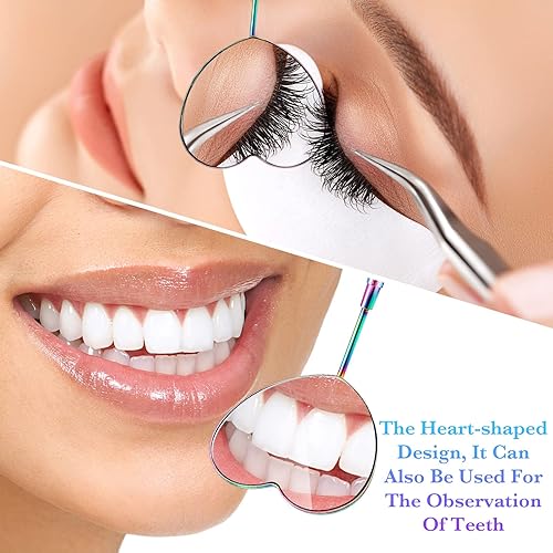 Miniatura 6 de Suclain 2 piezas de extensión de pestañas, espejo de pestañas para extensiones de pestañas, extensiones de pestañas, en forma de corazón, espejo de