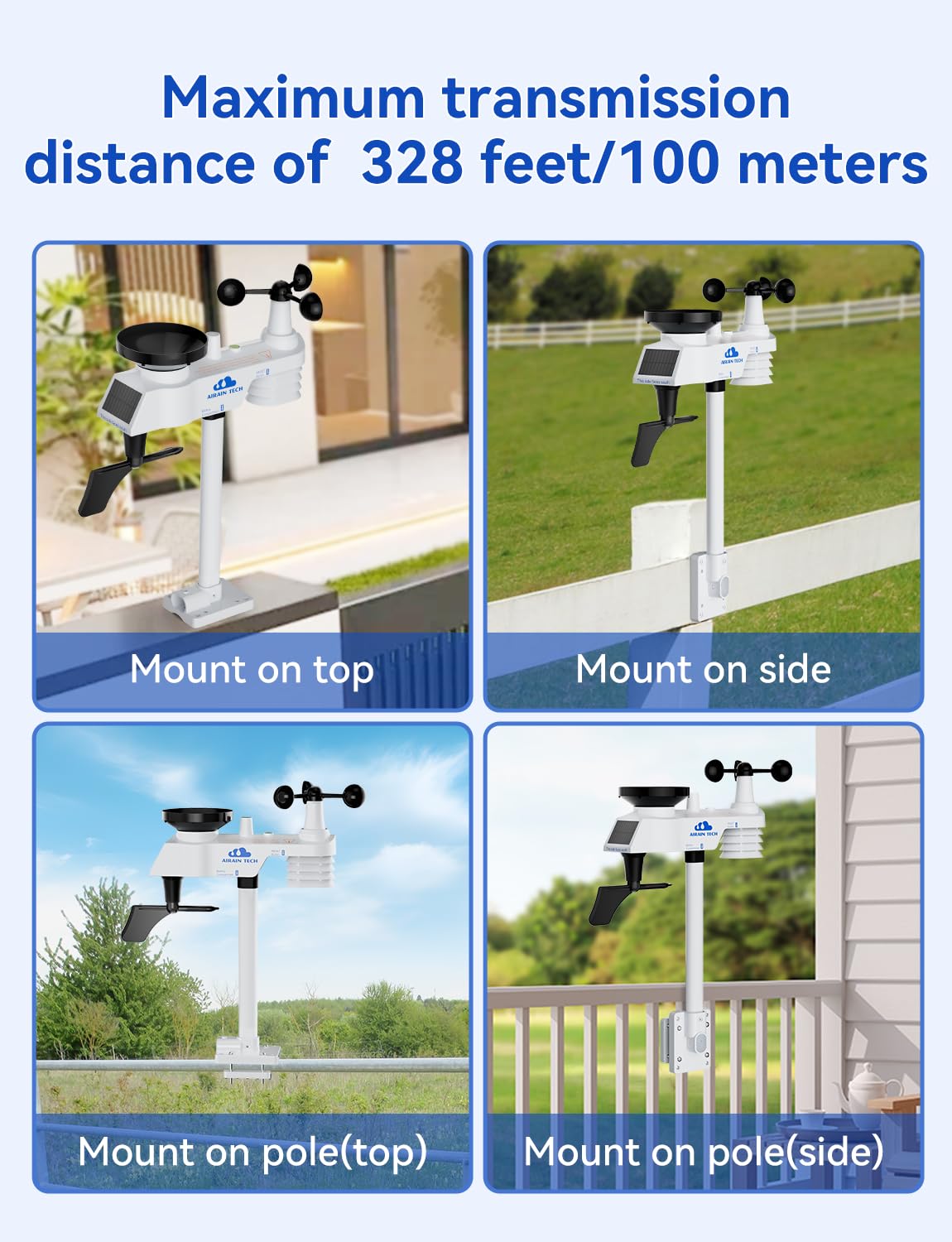 10-in-1 kabellose Wetterstation mit kabellosem Außensensor, Funkuhr, Regenmesser, Windgeschwindigkeit/Richtung, Mondphase, Barometer, Thermometer/Hygrometer, Wettervorhersage (kein WLAN)