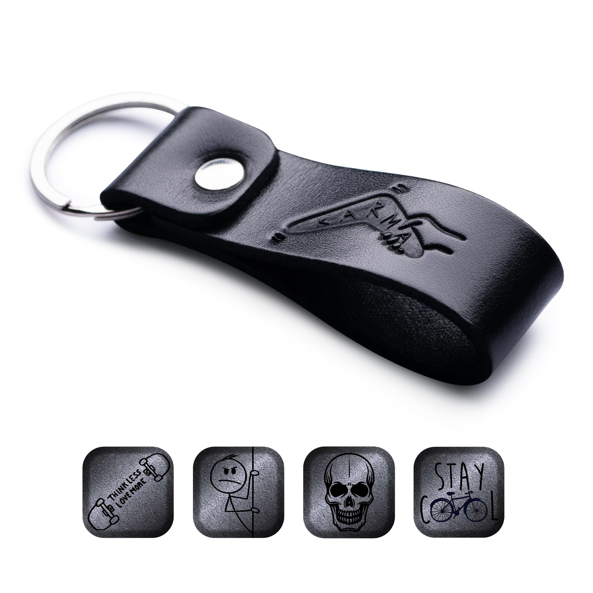 MAGOR Leather Keychain Favorite for Men, Keyring Gift for Women & Men, Birthday & Anniversary, Full Grain Leather (Karma)