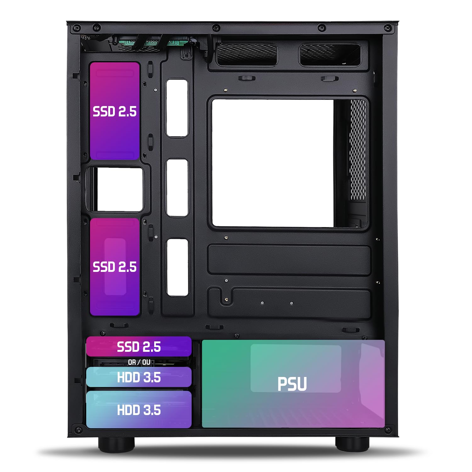 Spirit Of Gamer Chassis di gioco RGB per PC, 6 ventole ARGB incluse, compatibile con mATX, gioco medio vuoto con parete laterale in vetro temperato, ottimizzata per il raffreddamento