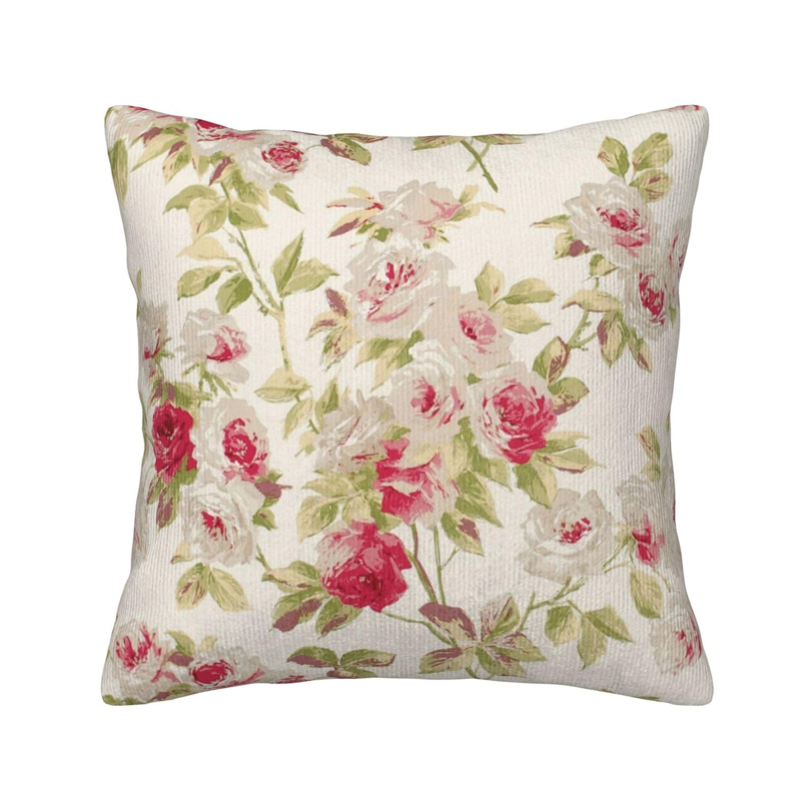 Taie d'oreiller velours côtelé floral 40x40 cm pour raviver un canapé terne