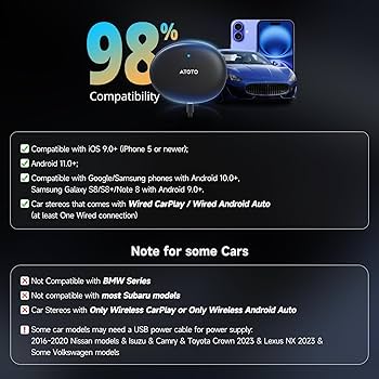 Amazon.com: ATOTOZONE AD5 Wireless CarPlay Adapter & Android