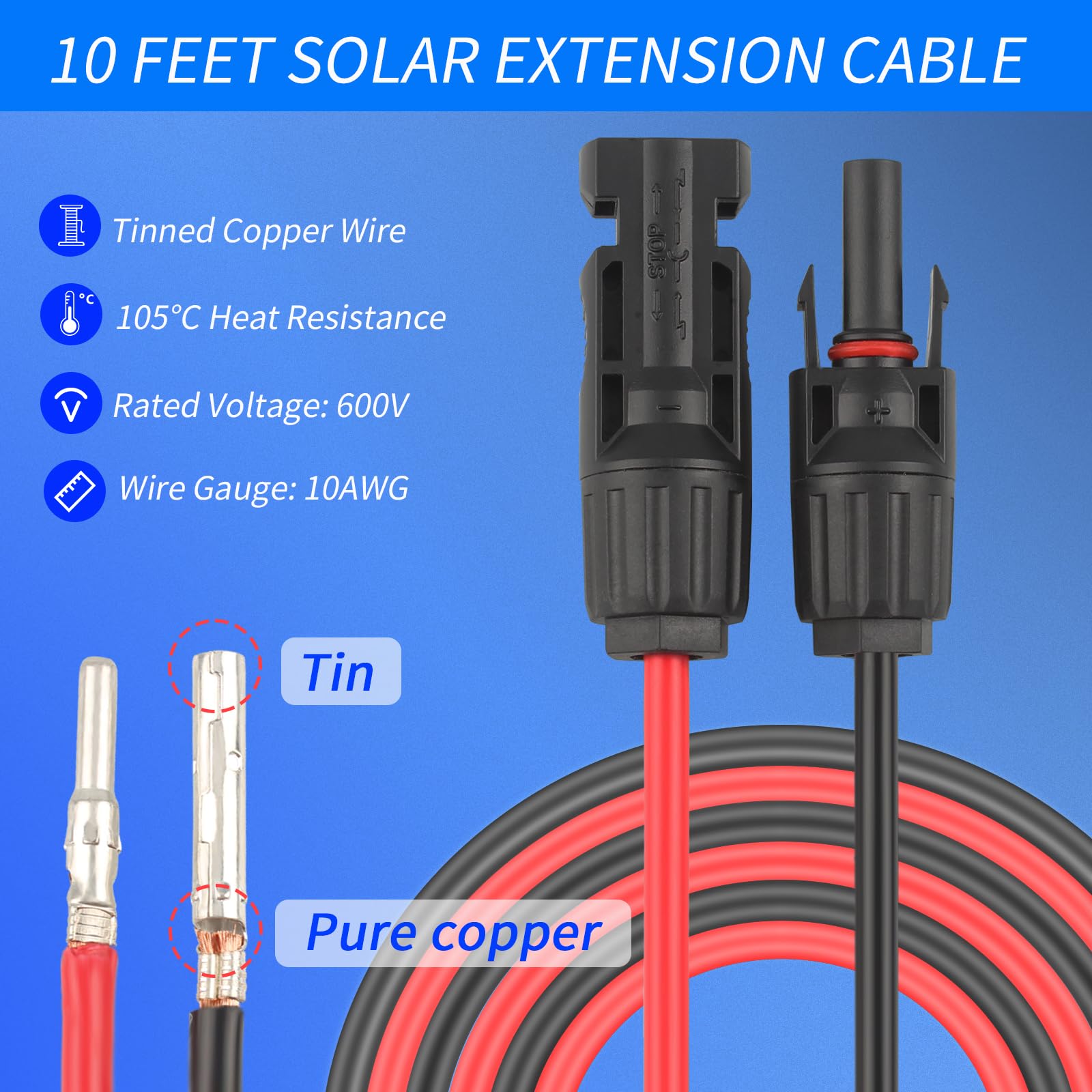 Dławik wejściowy kabla słonecznego z przedłużaczem solarnym 10 m, 10 AWG, przez dach kampera, obudowa wejściowa mc4 do wodoodpornej skrzynki przyłączeniowej solarnej w kamperze, łodzi