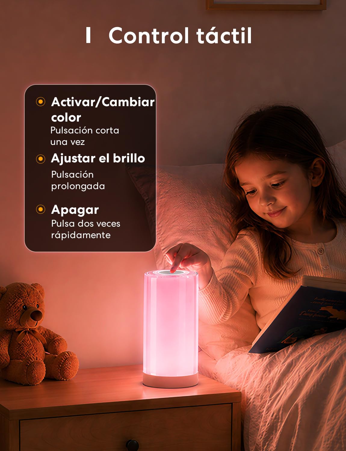 Meross Lámpara Nocturna Táctil WiFi Inteligente, Multicolor Regulable con RGBWW(2700K - 6500K). Compatible con Apple HomeKit, Alexa, Google Home