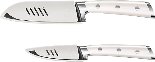 Miniatura 2 de Cangshan S+ Series 1022100 - Juego de cuchillos de iniciación Santoku de acero alemán forjado de 2 piezas con revestimiento de titanio, con vainas,
