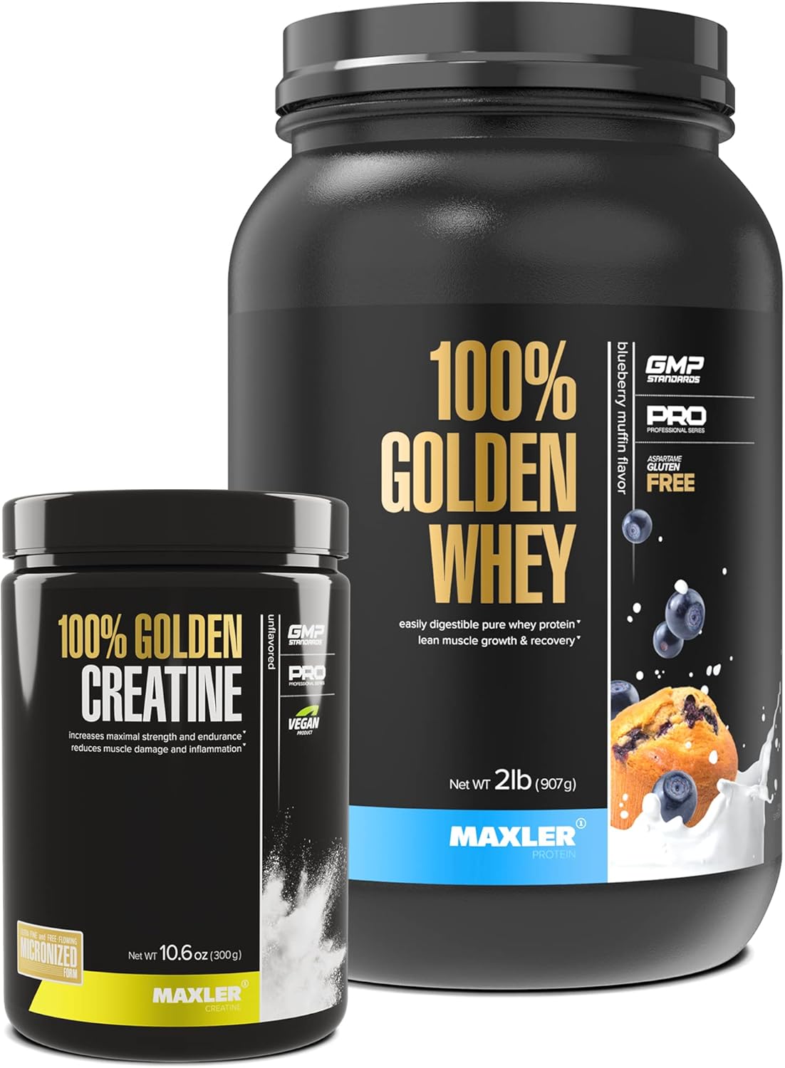 Amazon.com: Maxler 100% Golden Whey (Blueberry Muffin 2 lb) & 100% ...