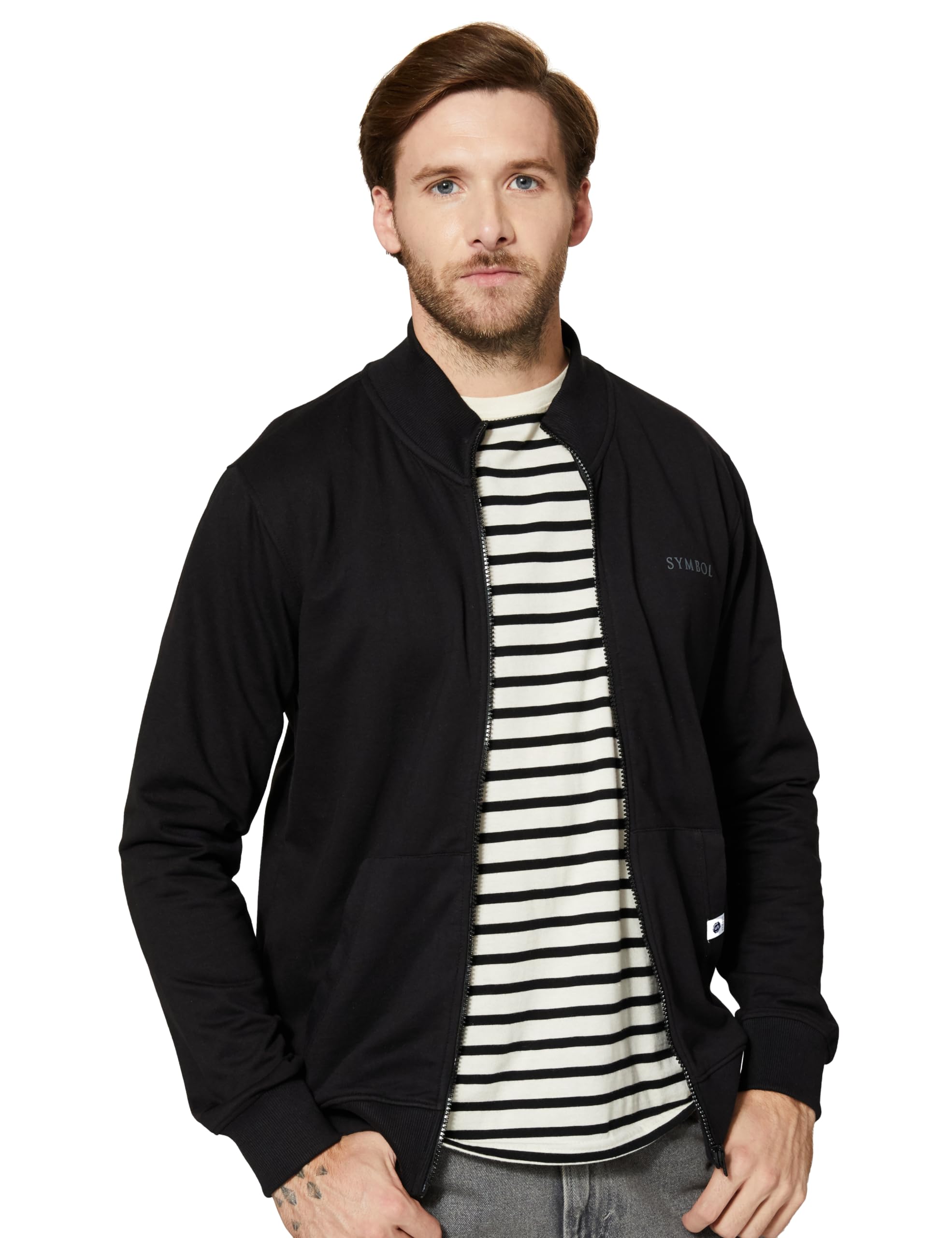 Amazon Brand - Symbol Men's Cotton High Neck Sweatshirt (Available in Plus Sizes)