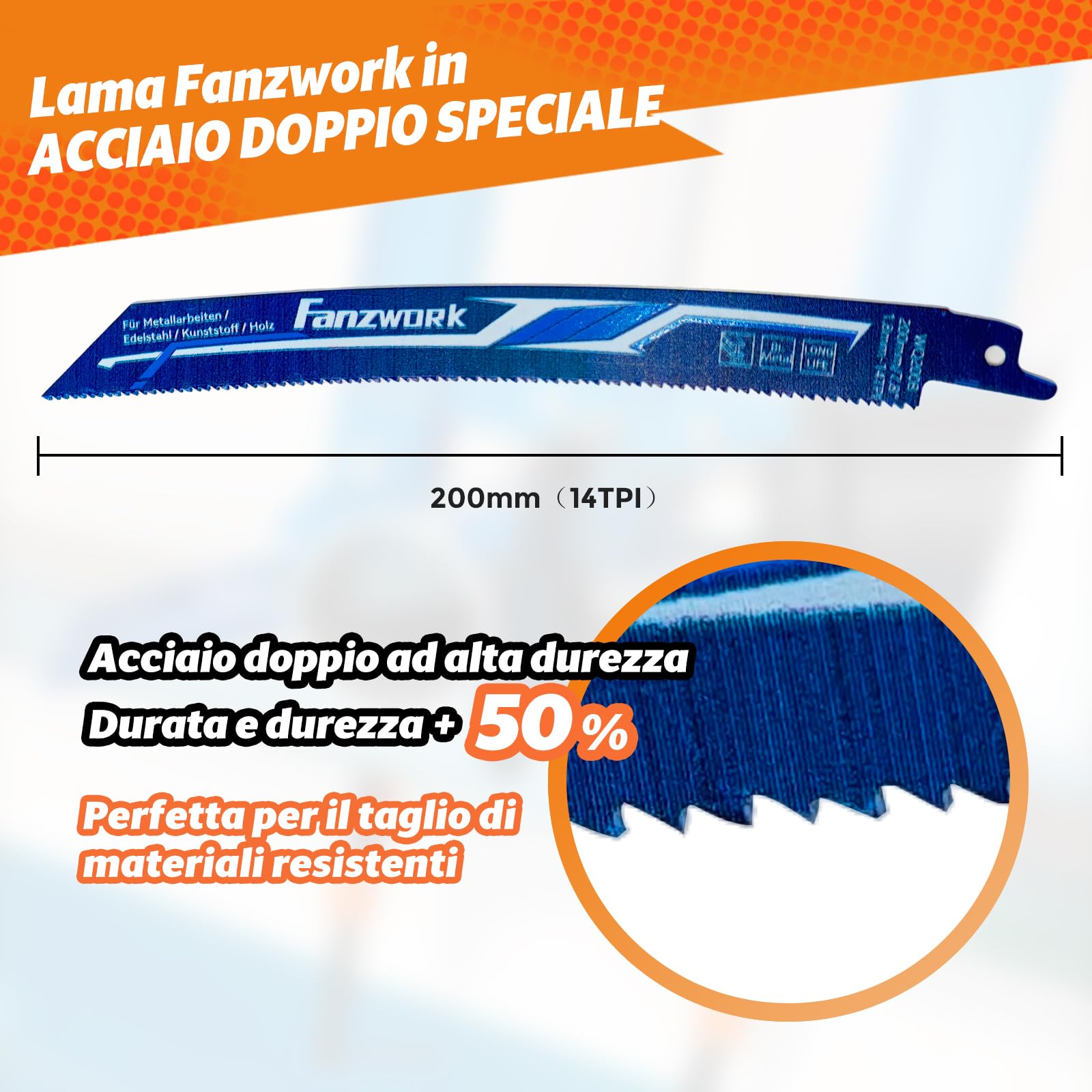 FANZWORK Sega a Gattuccio Elettrica 1100W – Seghetto Elettrico con 0–2500 SPM, LED, Inclusa Lama, con Cavo da 4 m – Per Legno, Metallo e plastica e molto altro – Cambio lama Senza Attrezzi