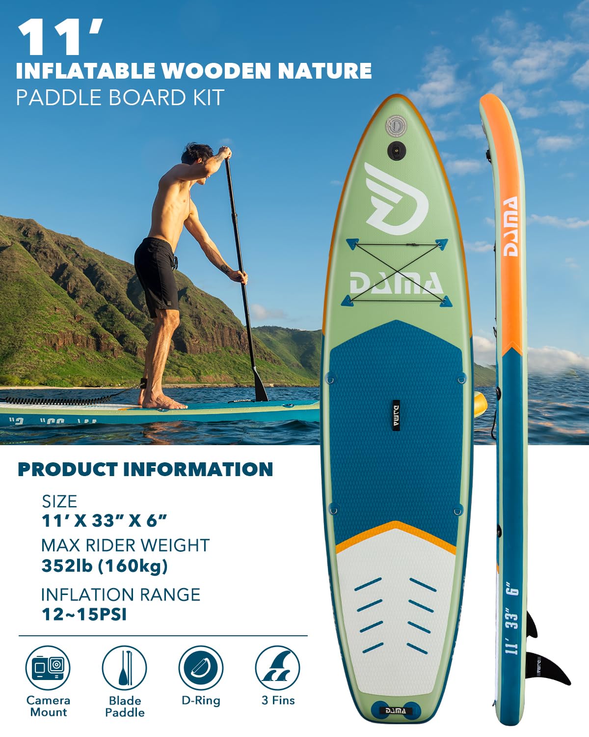 DAMA Stand Up PaddleBoarding Yoga PaddleBoard, nadmuchiwane deski do wiosłowania dla dorosłych, nadmuchiwane deski do wiosłowania dla dorosłych, SUP SUP z siedzeniem kamery, pływające wiosło kajakowe,