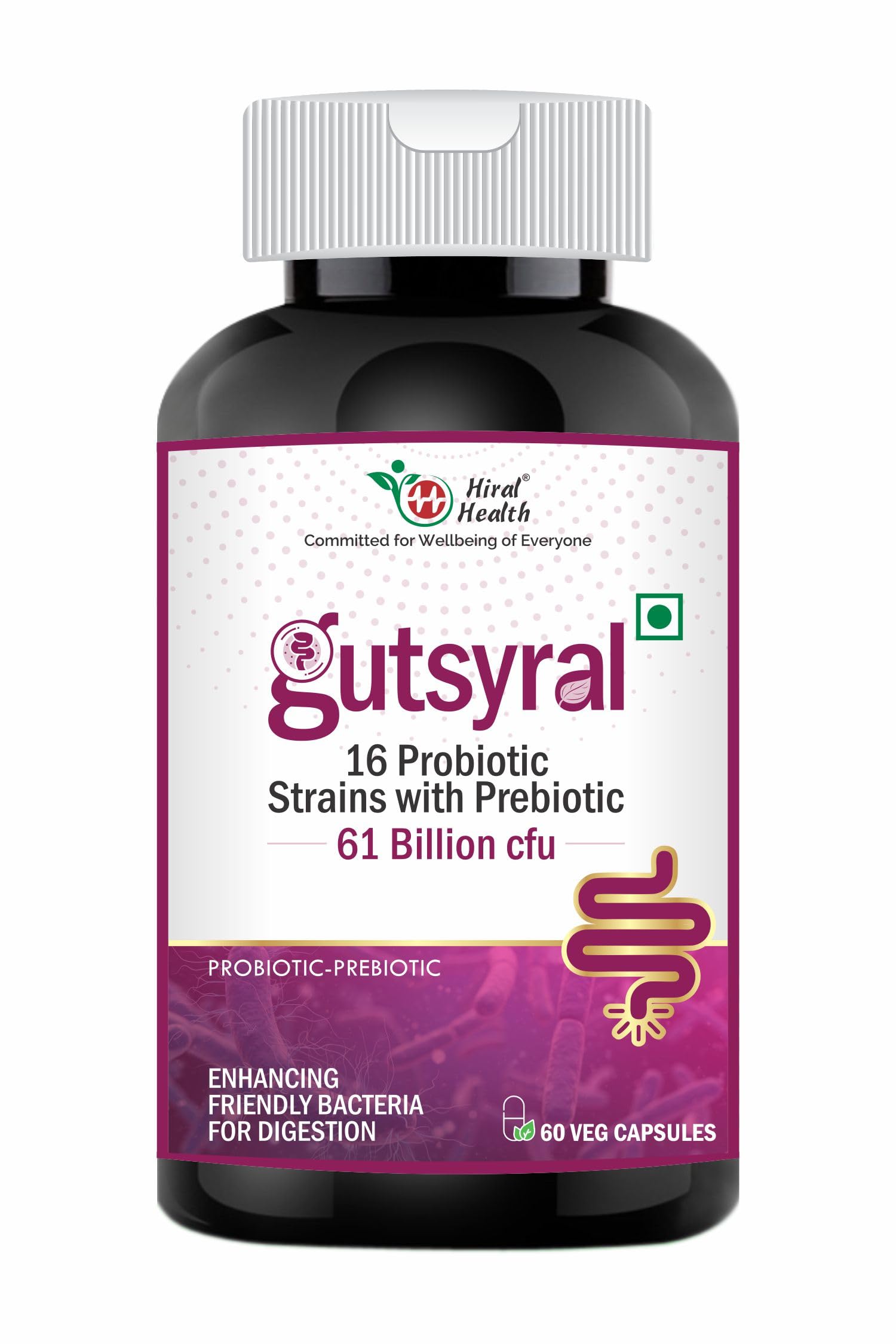 Sponsored Ad - Gutsyral Pre and Probiotics Capsules| 61 Billion CFU, 16 Probiotic Strains, Relief from IBS, Bloating| Digestive Health Supplements| Self-Stable Formula - Pack of 1