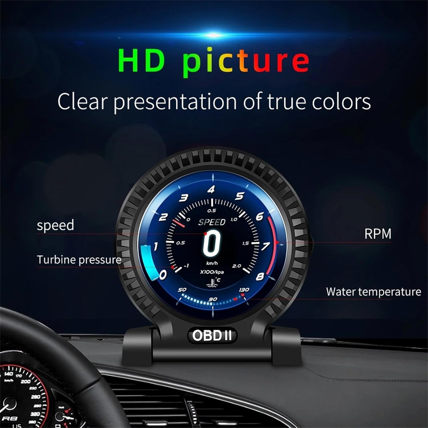 F10 OBD2 Car Hud Guage Head Up Display Speedometer RPM Water Temp Speeding Alarm Fatigue Driving Reminder Car Auto Accessories
