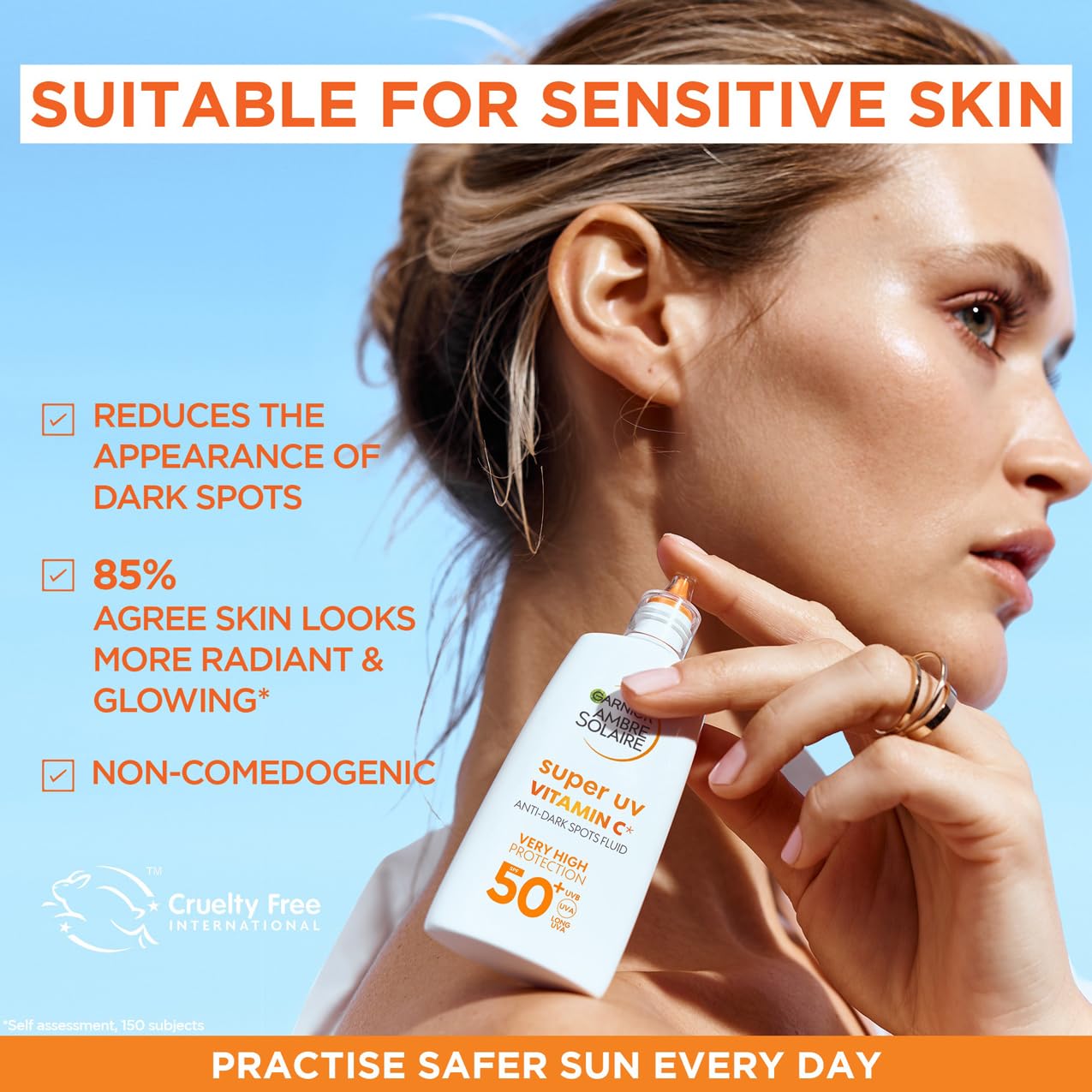 Garnier Ambre Solaire Sun Cream Super UV Vitamin Cg Facial Fluid for Daily Use Very High UV Protection SPF50+ - Image 4