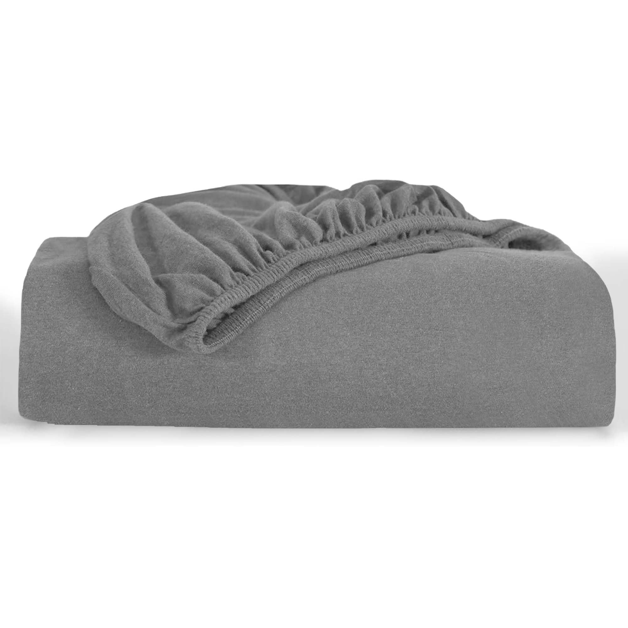 Oxford Homeware Grey Double Fitted Sheet –100% Organic Cotton 30 Cm Deep Pocket Jersey B...