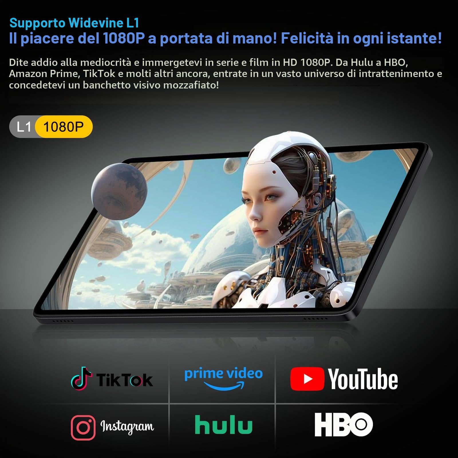 Android 15 Tablet 10 Pollici Con Octa-Core 2.0GHz, 30GB RAM 128GB ROM(TF 2TB Espandibile), Gemini AI tablet, 8000mAh, Widevine L1/ WIFI 5G/ GPS/Face ID/BT5.0/ Face ID,Tablets con Tastiera e Mouse-Nero