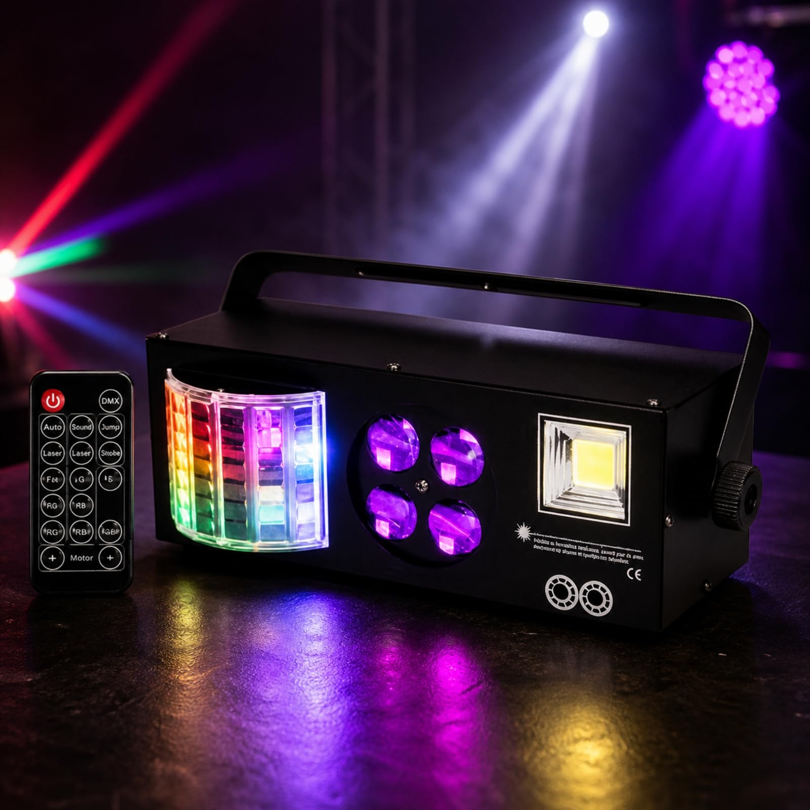 KESOTO Projecteur DJ Stable Système d’éclairage | Réglable, Intérieur, Lampe Fête, pr Discothèque, Soirées Privées, Pubs, Noir, Télécommande