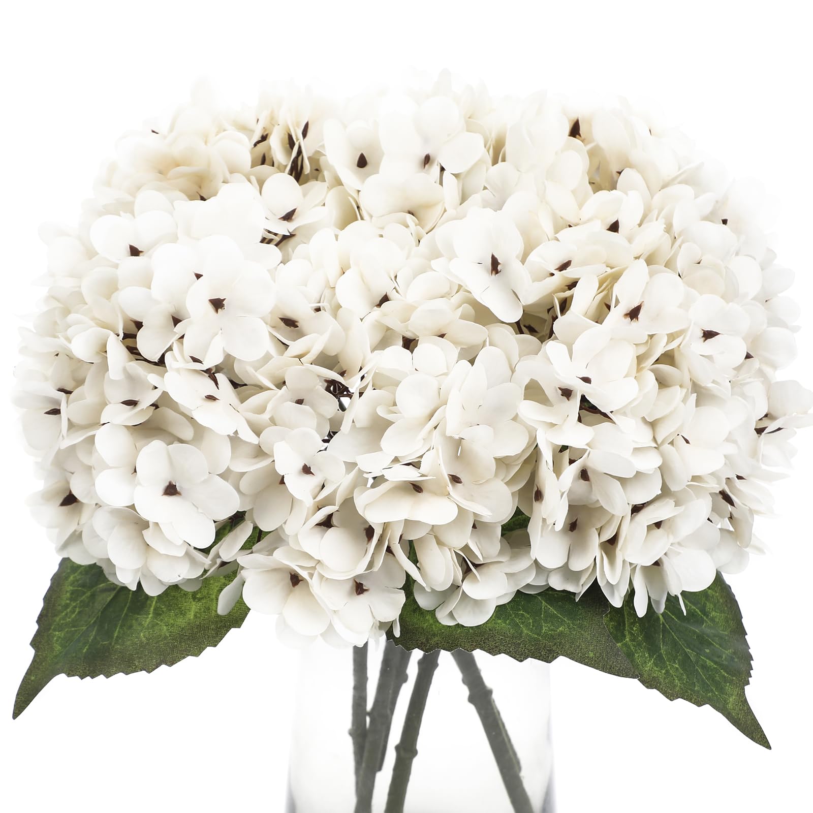 Kimura's Cabin 6pcs Fake White Flowers Artificial Silk Hydrangea Flowers Bouquets Faux Hydrangea Stems for Home Table Centerpieces Wedding Party Decoration(Lvory White)