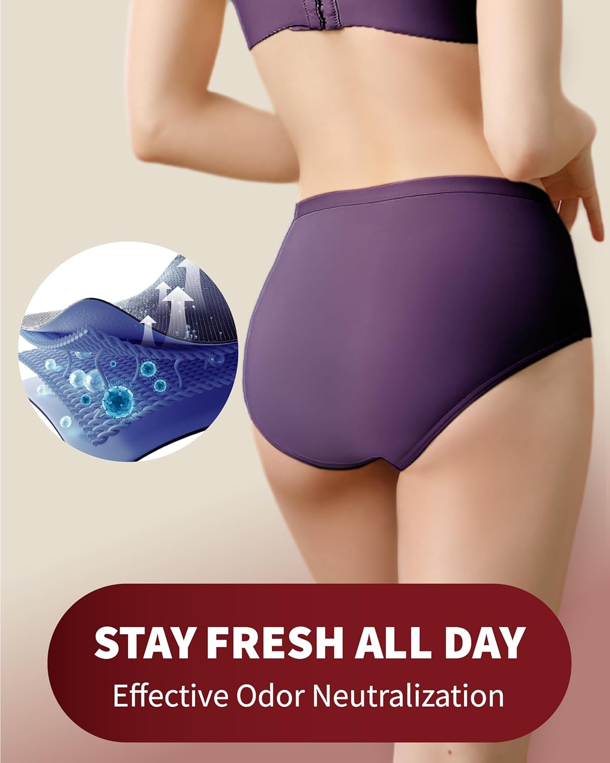 Incontinence Underwear for Women Washable, 2 oz Maximum Abosrbency Panties for Bladder Leak Proof Protection 2 Pack (Berry, 2XL) - Image 4