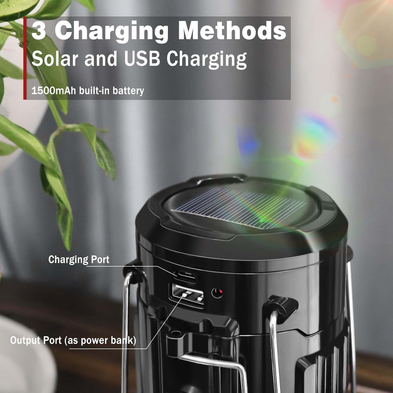 1-Kawałek Wentylator kempingowy ze światłem LED Lampa kempingowa Akumulator USB Zasilana energią słoneczną/akumulatorem latarnia Akcesoria kempingowe na zewnątrz Gadżety
