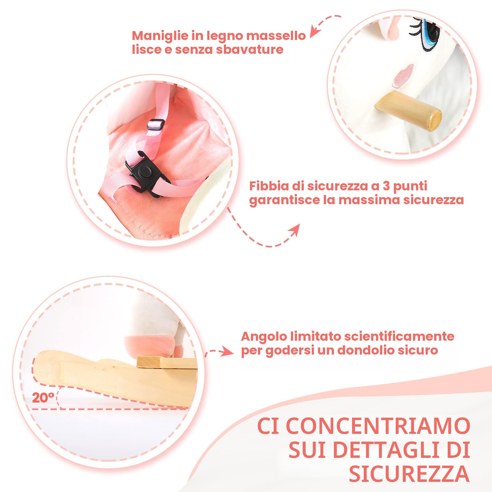 FUNLIO Cavallo a Dondolo Unicorno, Rainbow Fairy per bambini da 6 mesi a 3 anni, Cavalcabile, di Peluche, Facile da Montare