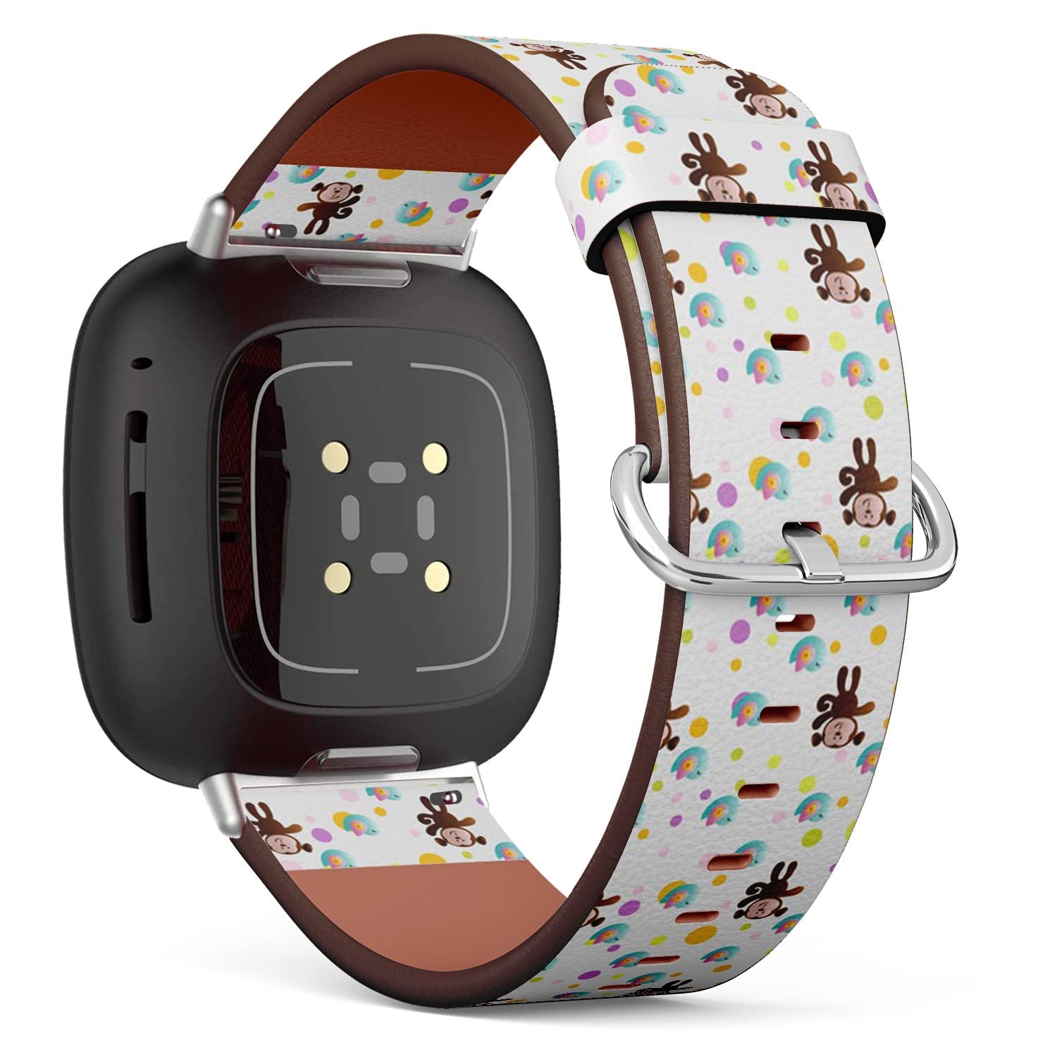 CJBROES Replacement Leather Watch Band, Compatible with Fitbit Versa 3 and Fitbit Sense of Wristband Bracelet Accessory - Cartoon Cute Toy