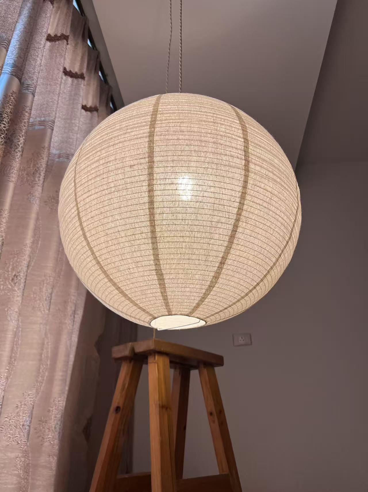 Abat-jour rond en lin de 50 cm pouvant Remplace les lanternes en papier abat-jour en tissu fait à la main, lanterne en lin pour salon, chambre artistique, minimaliste