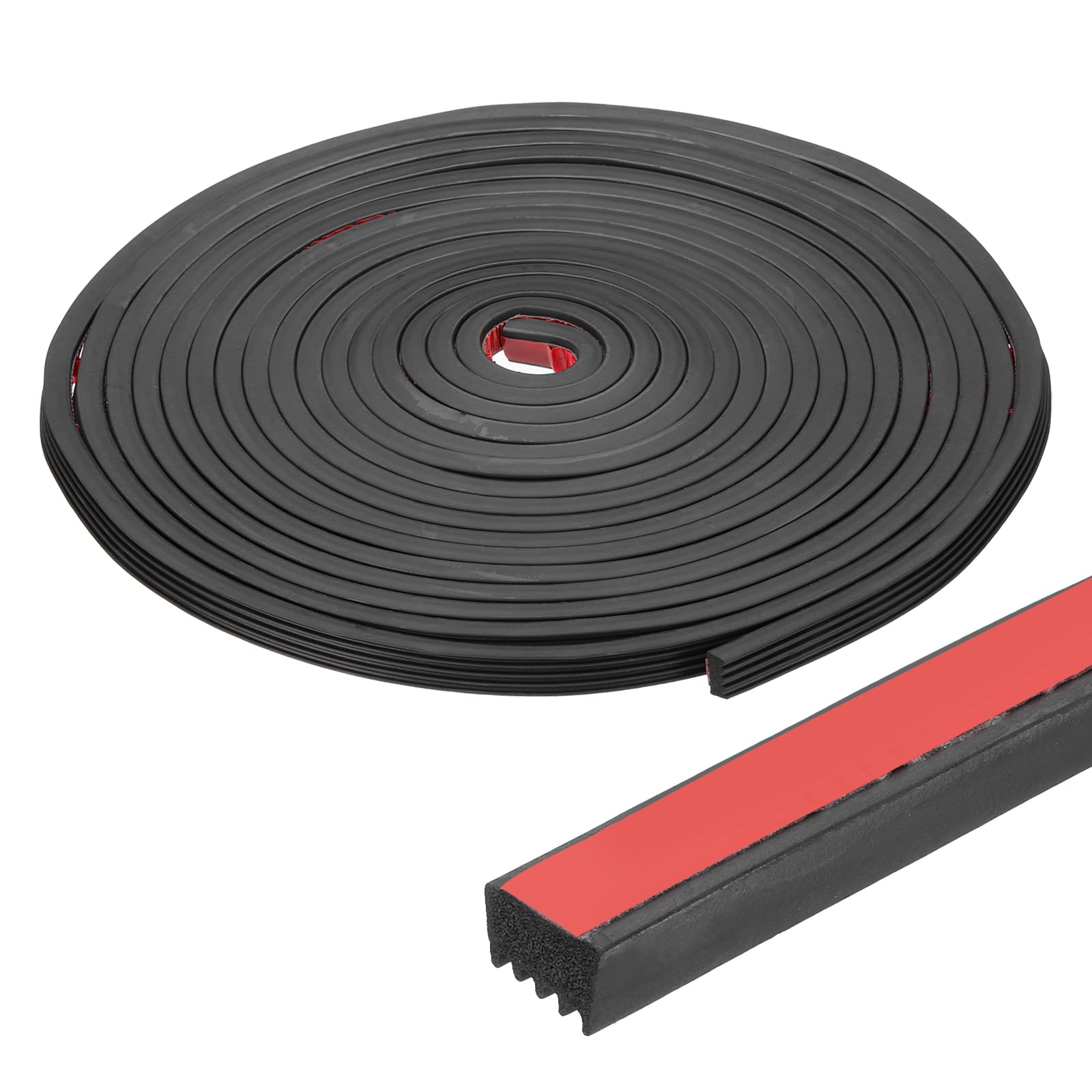 PATIKIL 33 Ft Guarnizione In Gomma EPDM A Coste Autoadesiva Per Barche, Auto, Camion, Porte Di Garage/Finestre, Nero/Rosso