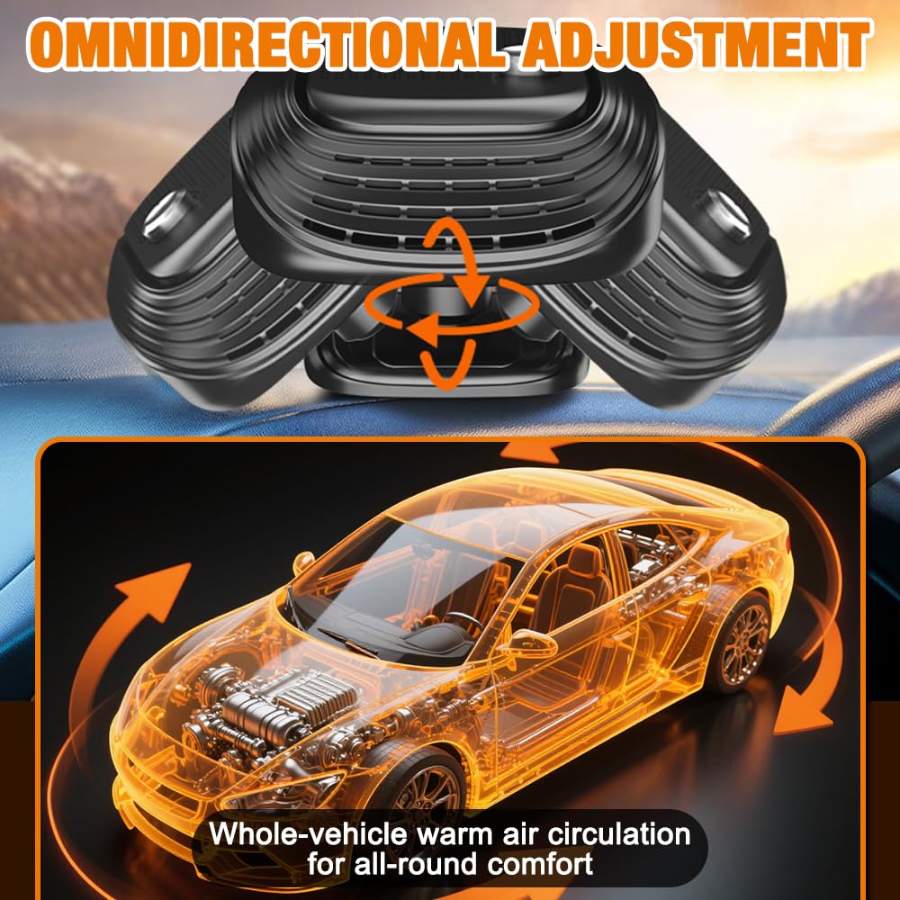 Auto Heizung 12V, 2 in 1 Heizlüfter Auto mit Windgeschwindigkeitsregelung, Tragbare Autoheizung 12v Zigarettenanzünder, Car Heater, Heizung für 12V Auto, LKWs, SUV, Van (Schwarz)