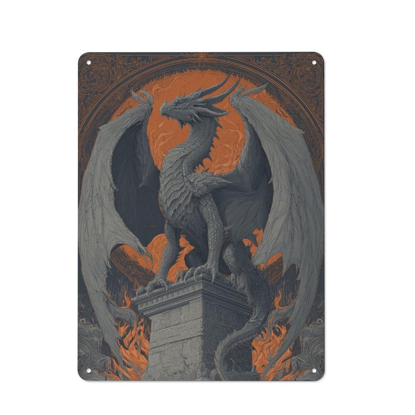 Junmoney Dragon's Majesty Retro Metal Wall Sign 40X30cm With For Bar Or Restaurant, A Housewarming Gift For Hospitality Decor Collectors