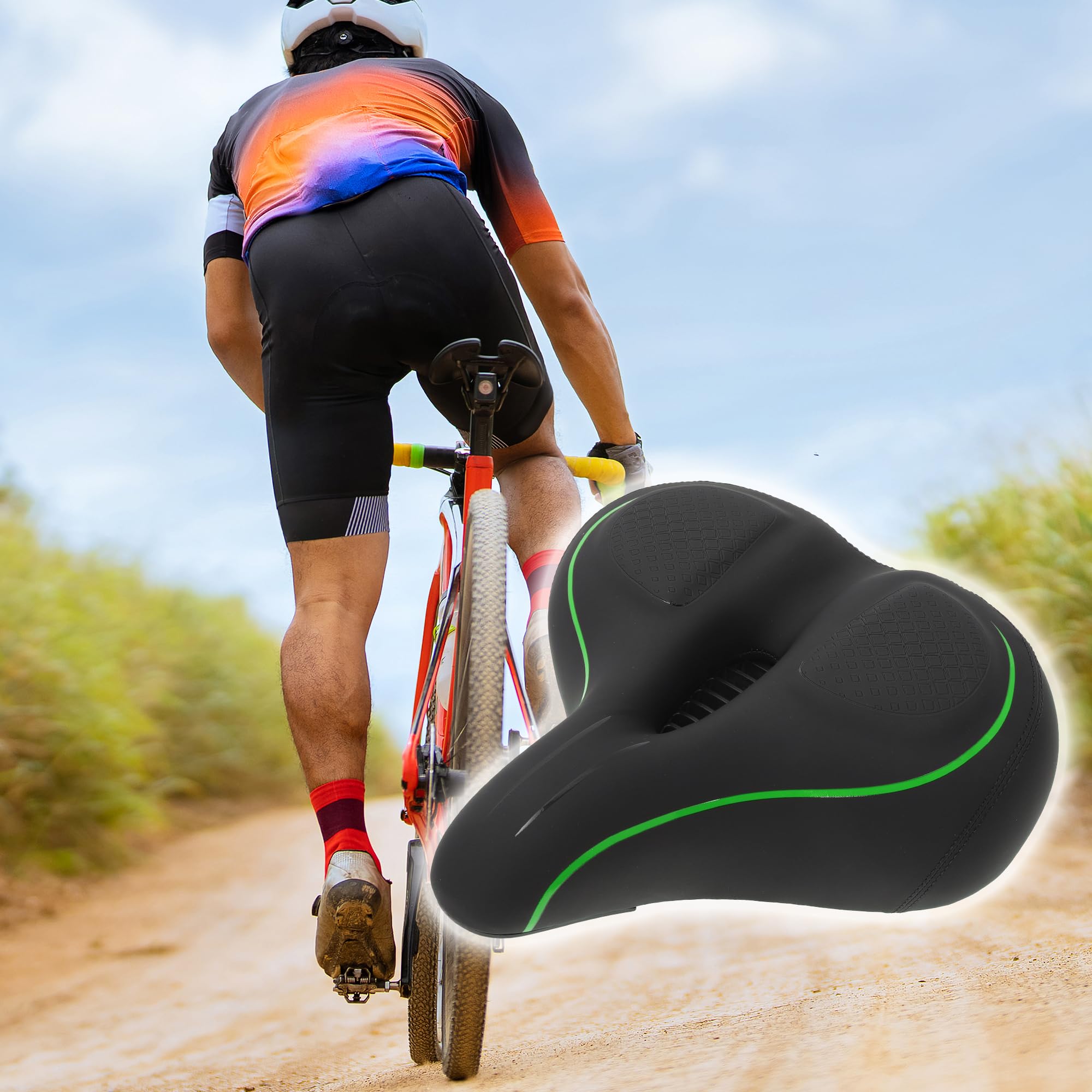 BULLSPANN Fahrradsattel Mit Werkzeug Grün 1 STK Stoßdämpfend Für Fahrrad